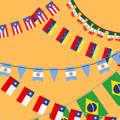 Artwork of various Latin American countries flags