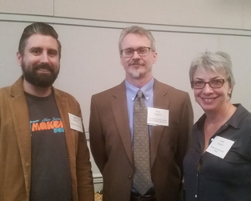 <i>(From the left)</i>Allen McGinley (Piscataway Public Library), Ralph Bingham (Gloucester County Library) and Irene Langlois (Maplewood Memorial Library)