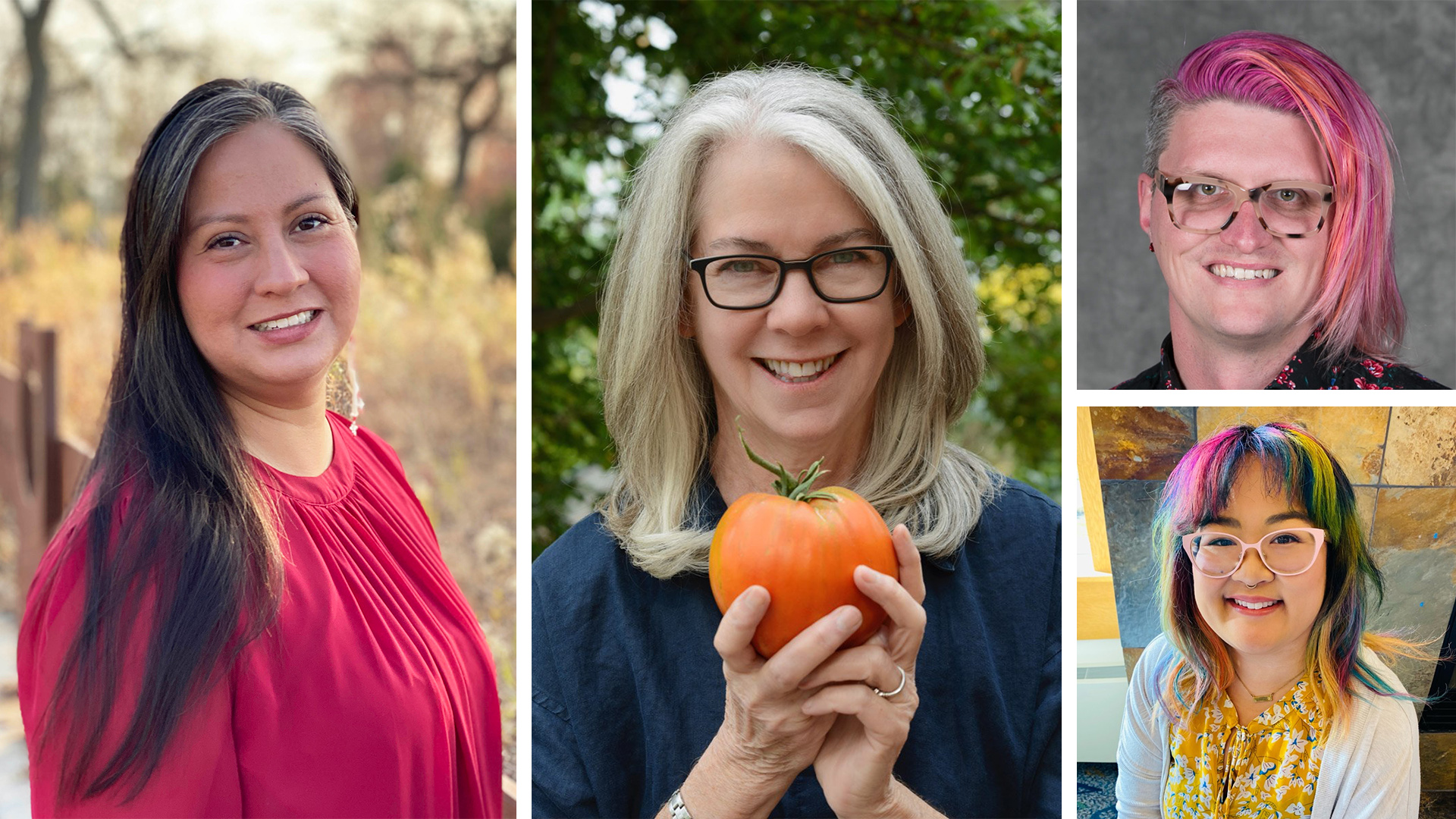 Headshots of four presenters from our Recorded Webinars. From left to right, Allison Waukau, Martha Holmberg, Travis L. Wagner Ph.D., and Melissa Brinn.