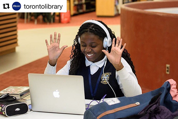 Back to school captured in one joyous face at the Toronto Public Library!