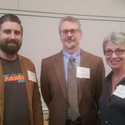 <i>(From the left)</i>Allen McGinley (Piscataway Public Library), Ralph Bingham (Gloucester County Library) and Irene Langlois (Maplewood Memorial Library)