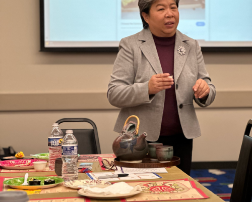 Mimi Hui, Hasbrouck Heights Public Library Director, provided tea and explained proper tea etiquette to the attendees.