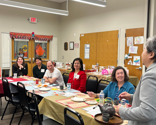 Mimi Hui, Hasbrouck Heights Public Library Director, provided tea and explained proper tea etiquette to the attendees.