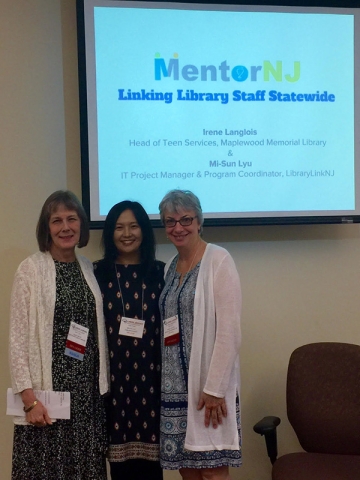 Mary Chute (State Librarian), Mi-Sun Lyu (LibraryLinkNJ) & Irene Langlois (Maplewood PL)